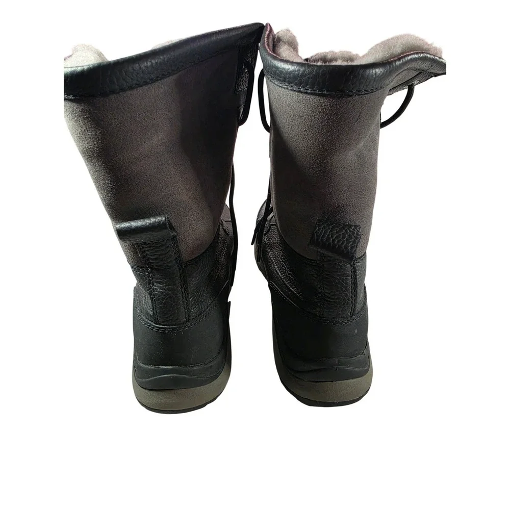 UGG Adirondack III Waterproof Winter Boots Black Grey Leather 1095141 Womens 9